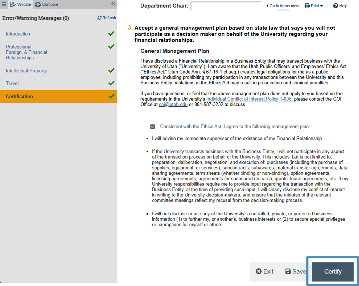 You must checj box indicating you agree if General Management Plan is required.