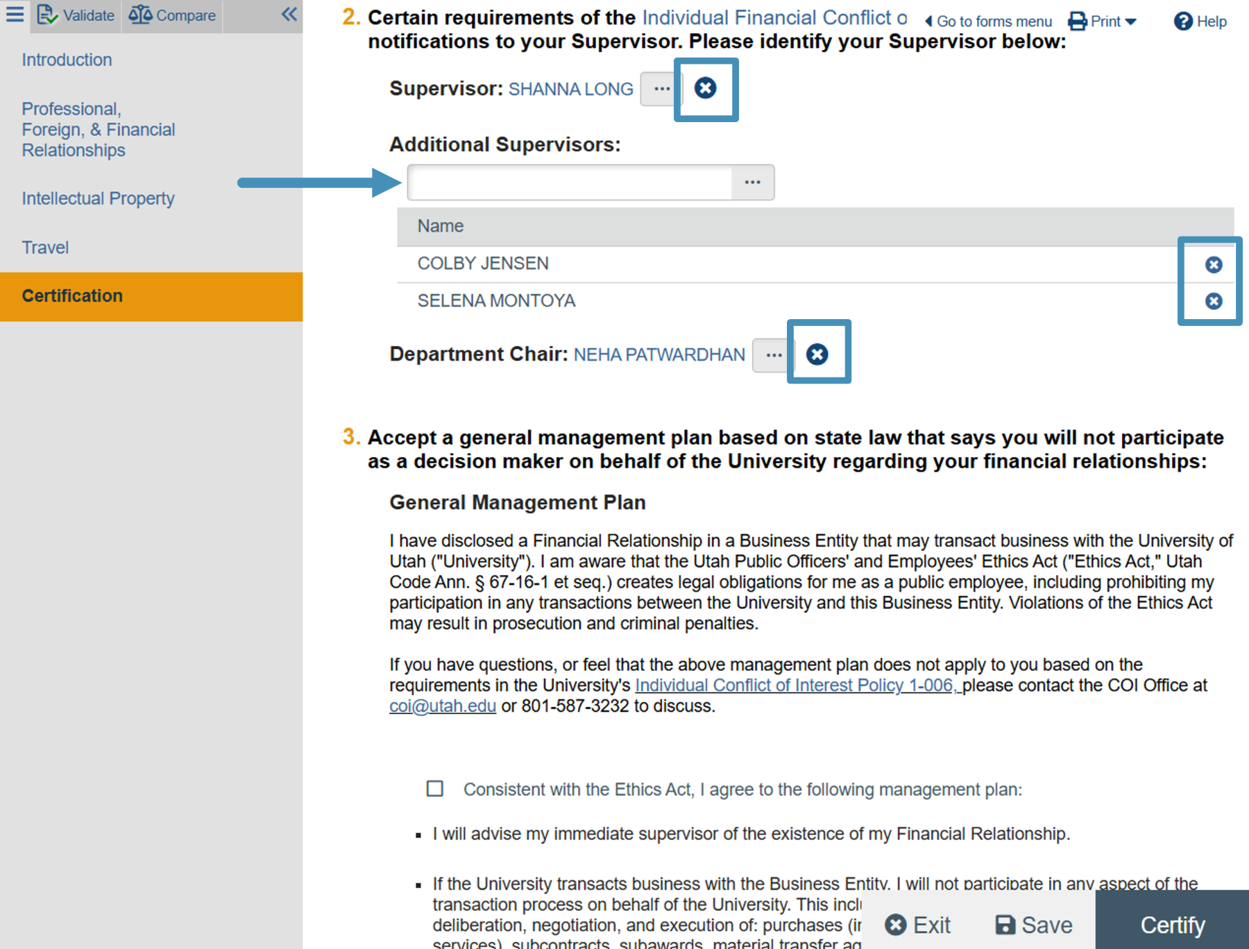 Disclosure detail additional information like Supervisor or department chair is required if needed